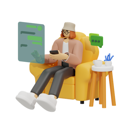 Chatting on the Sofa  3D Illustration