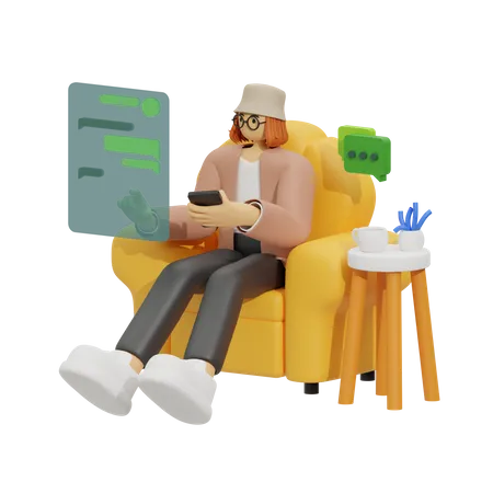 Chatting on the Sofa  3D Illustration