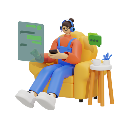 Chatting on the Sofa 3D Illustration