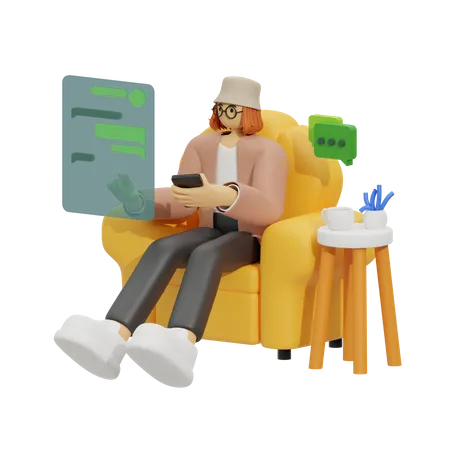 Chatting on the Sofa 3D Illustration