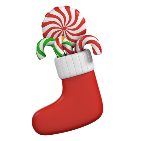 Chaussettes de Noël avec canne en bonbon  3D Icon