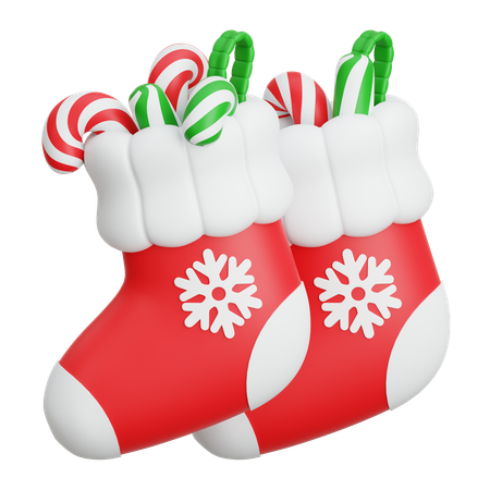 Chaussettes de Noël avec des bonbons  3D Icon