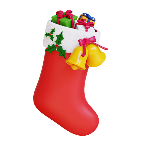 Chaussettes de Noël feuilles cadeau  3D Illustration