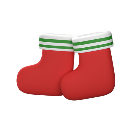 Chaussette de Noël rouge à rayures vertes  3D Illustration