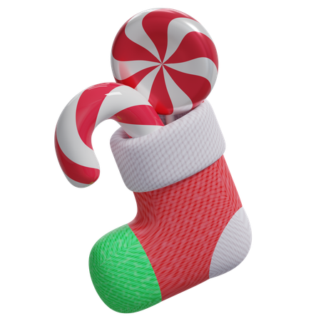 Chaussettes de Noël et bonbons  3D Icon