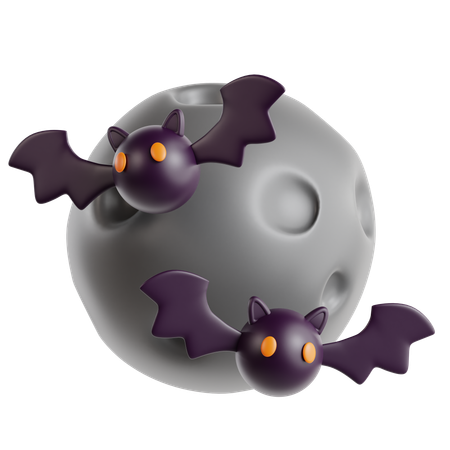 Chauve-souris d'Halloween avec la lune  3D Icon