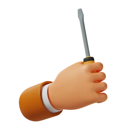 Mão segurando uma chave de fenda  3D Icon
