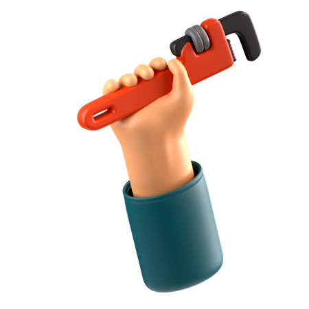 Mão segurando uma chave de tubo  3D Icon