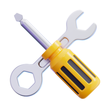 Chave inglesa e chave de fenda  3D Icon