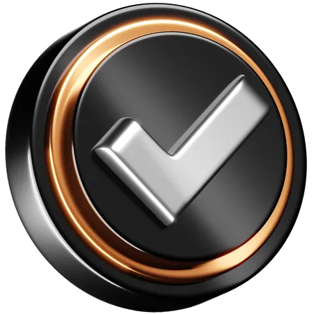 This Icon Features A 3 D Check Mark Commonly Recognized As A Symbol Of Confirmation Or Completion The Metallic Finish With Silver And Copper Accents Provides A Modern And Dynamic Appearance Making It An Ideal Visual For Applications Websites Or Interfaces That Require A Sign Of Approval Verification Or Positive Feedback 3D Icon