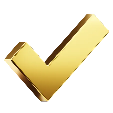 Golden Premium Check 3D Icon