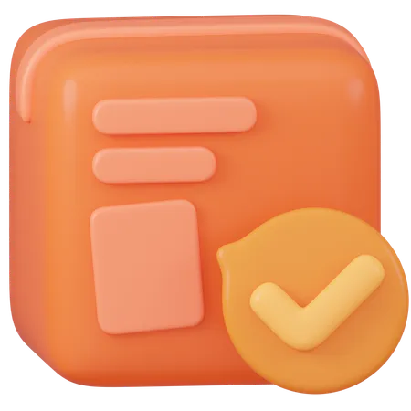 Orange Box With Correct Checkmark Icon Isolated 3D Icon