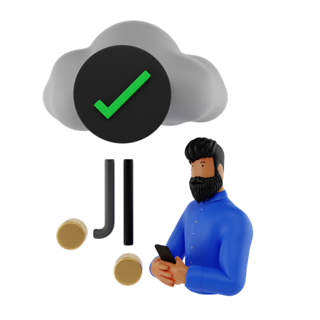 Check Cloud Network  3D Icon