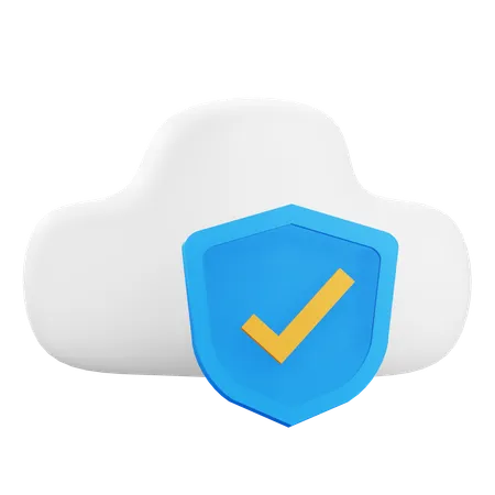 3 D Cloud Security Protection With Transparent Background 3D Icon