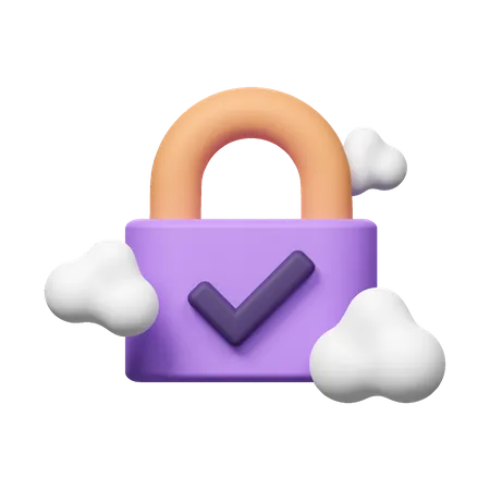 Check Cloud Security  3D Icon