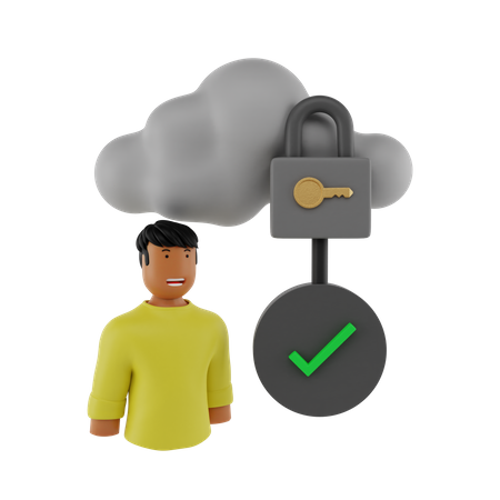 Check Cloud Security  3D Icon