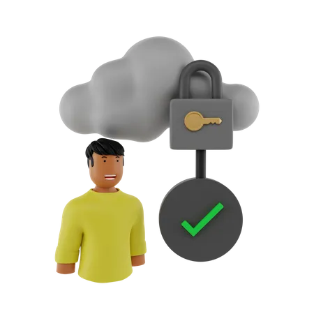 Check Cloud Security 3D Illustration