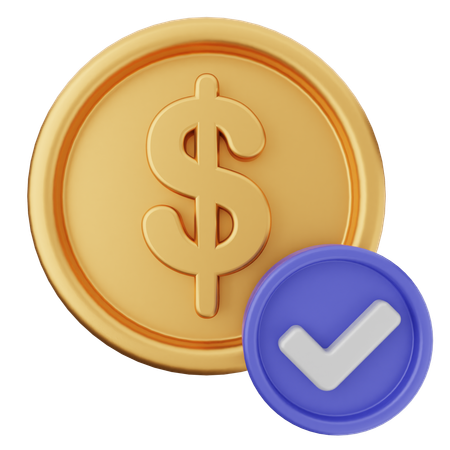 Check Coin Dollar  3D Icon