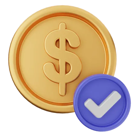 Check Coin Dollar  3D Icon