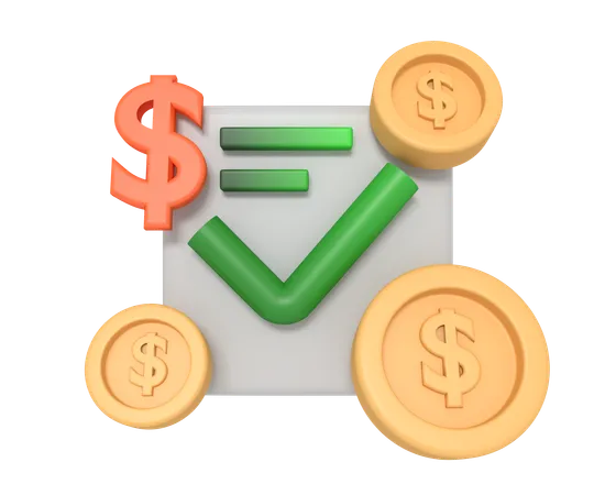 Finance Checklist Approve 3D Icon