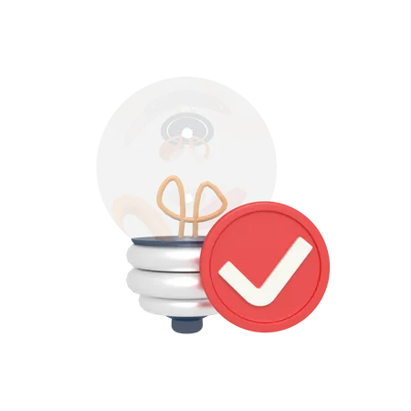 3 D Illustration Of Idea Light Bulb Success Checklist 3D Icon