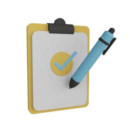 Check List With Pen  3D Icon
