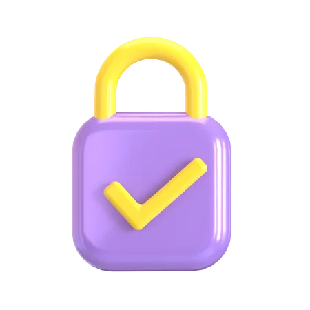 Check Lock 3 D Illustration Good For Cyber Security Design 3D Icon