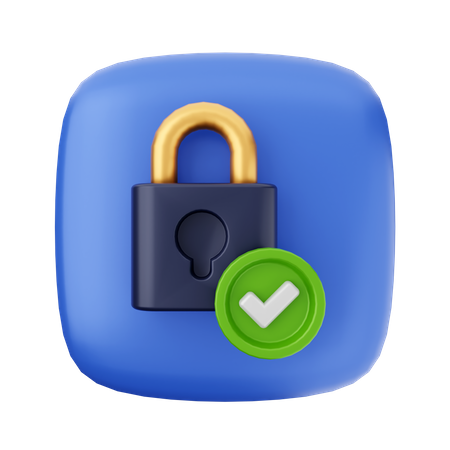 Check Padlock  3D Icon