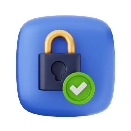 Check Padlock  3D Icon