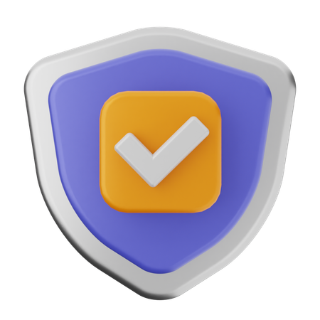 Check Shield Protection  3D Icon