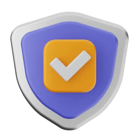 Check Shield Protection  3D Icon