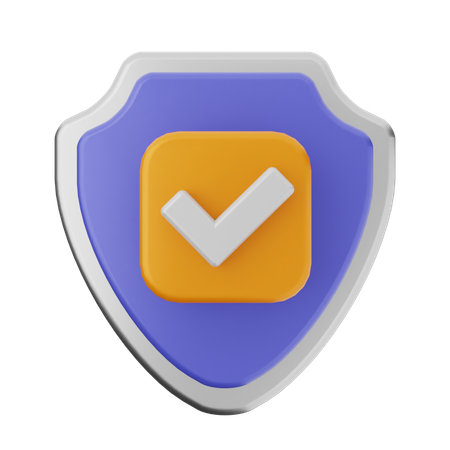 Check Shield Protection  3D Icon