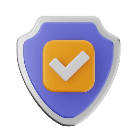 Check Shield Protection  3D Icon