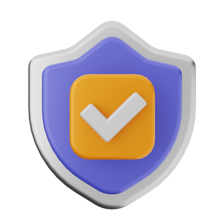 Check Shield Protection  3D Icon