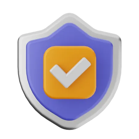 Check Shield Protection  3D Icon