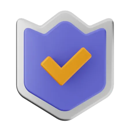 Check Shield Protection  3D Icon