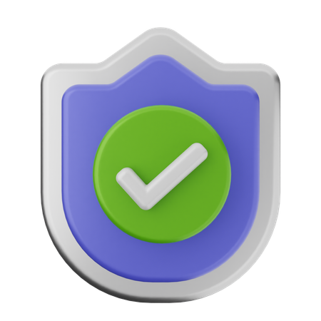 Check Shield Protection  3D Icon