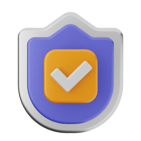 Check Shield Protection  3D Icon