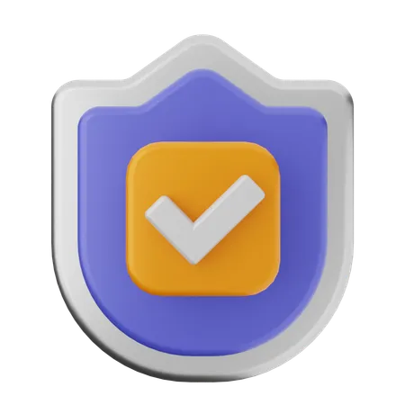 Check Shield Protection  3D Icon