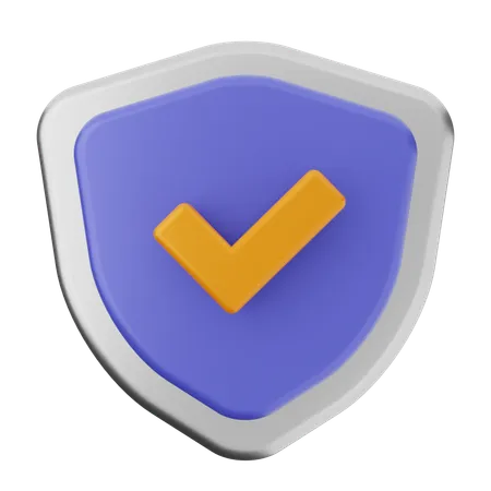 Check Shield Protection  3D Icon