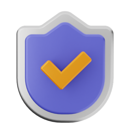 Check Shield Protection  3D Icon