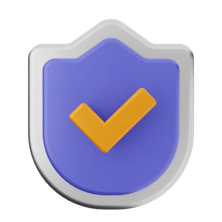 Check Shield Protection  3D Icon