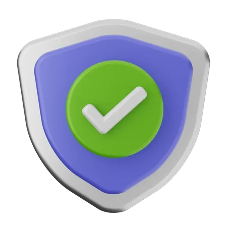 Check Shield Protection  3D Icon