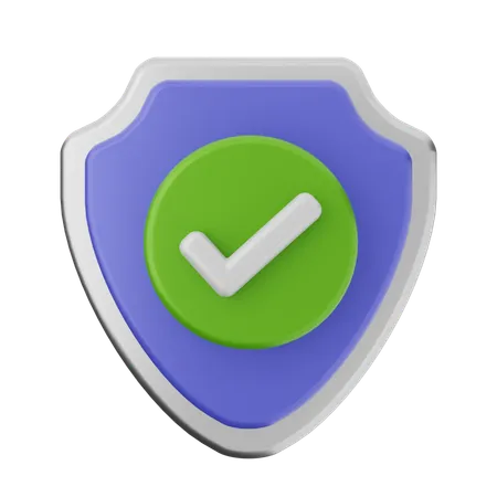 Check Shield Protection  3D Icon