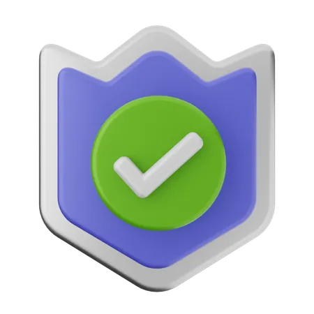 Check Shield Protection  3D Icon