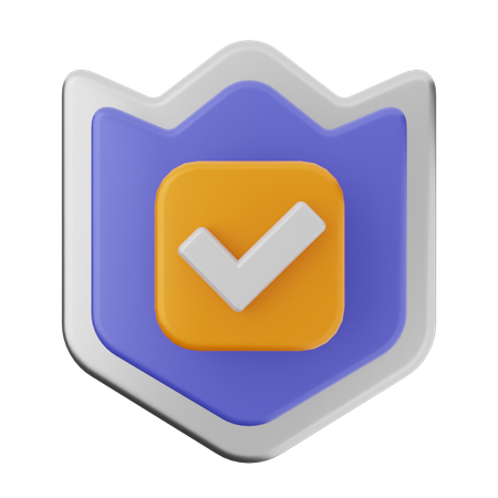 Check Shield Protection  3D Icon