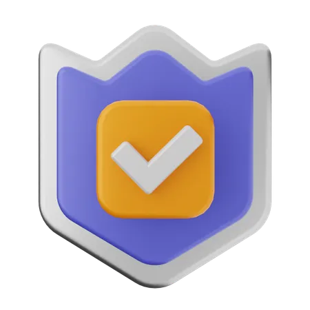 Check Shield Protection  3D Icon