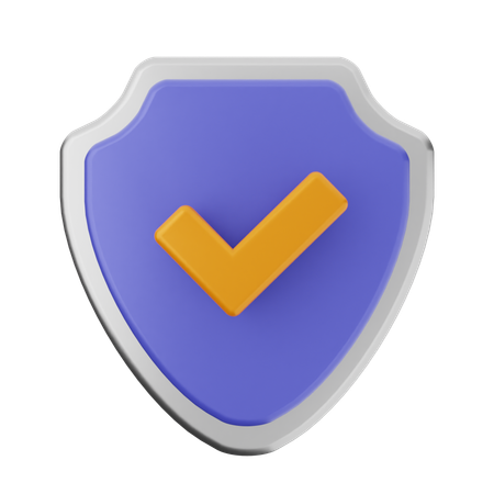 Check Shield Protection  3D Icon