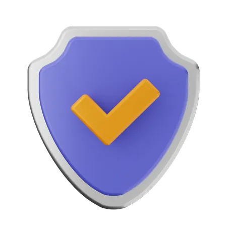 Check Shield Protection  3D Icon