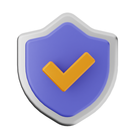 Check Shield Protection  3D Icon